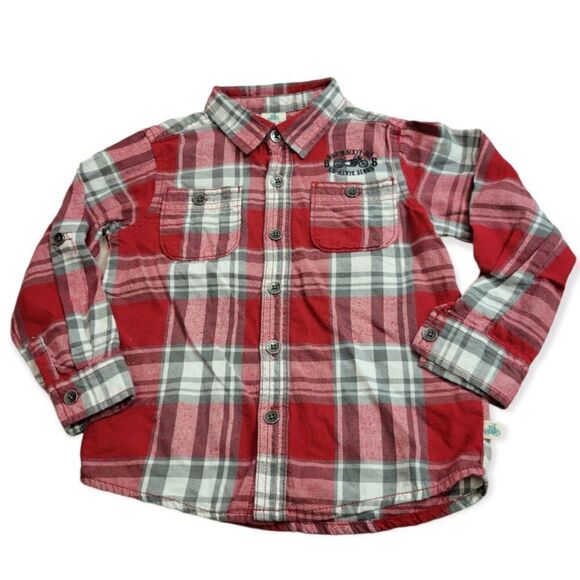Baby Route 66 plaid button-down shirt 4T - Picture 1 of 5